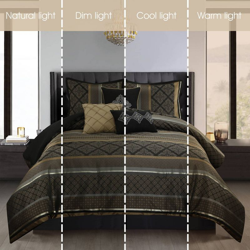 Nanshing 7pc King Tefia Traditional Comforter Set Black