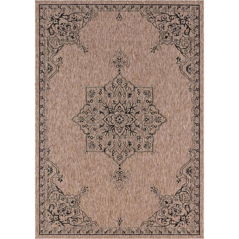 Unique Loom 8' 0 x 11' 4 Rectangle Indoor/Outdoor Traditional Beige Area Rug
