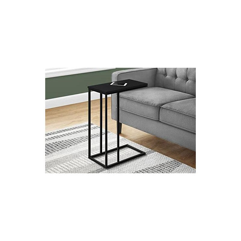 Monarch Specialties Accent Table, C-shaped, End, Side, Snack, Living Room, Bedroom, Black Laminate, Black Metal, Contemporary, Modern