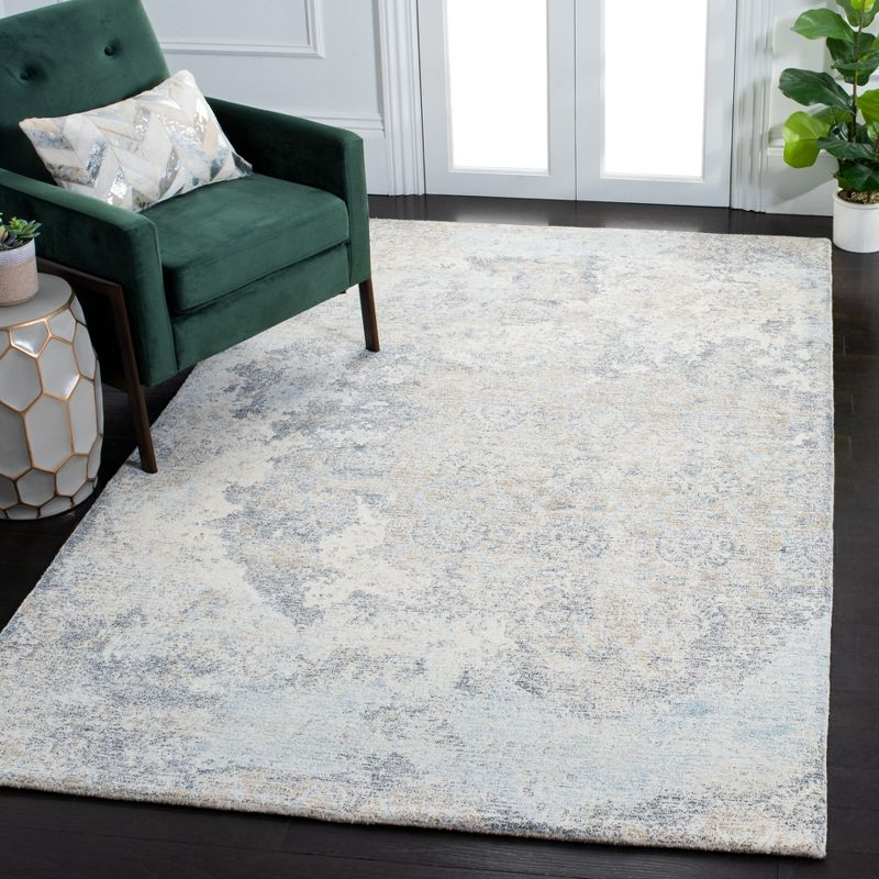 Restoration Vintage RVT111 Hand Tufted Indoor Area Rug - 5'x8' - Blue/Ivory - Safavieh