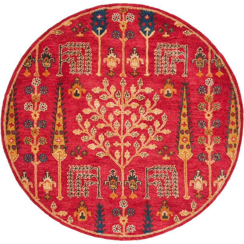 Heritage HG418 Hand Tufted Area Rug - Red/Multi - 6' Round - Safavieh.