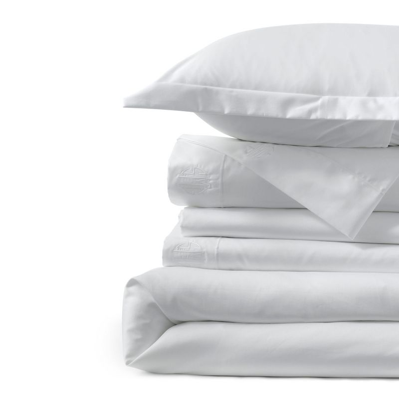Lands' End 400 Thread Count Premium Supima Cotton No Iron Sateen Duvet Bed Cover - Full - White