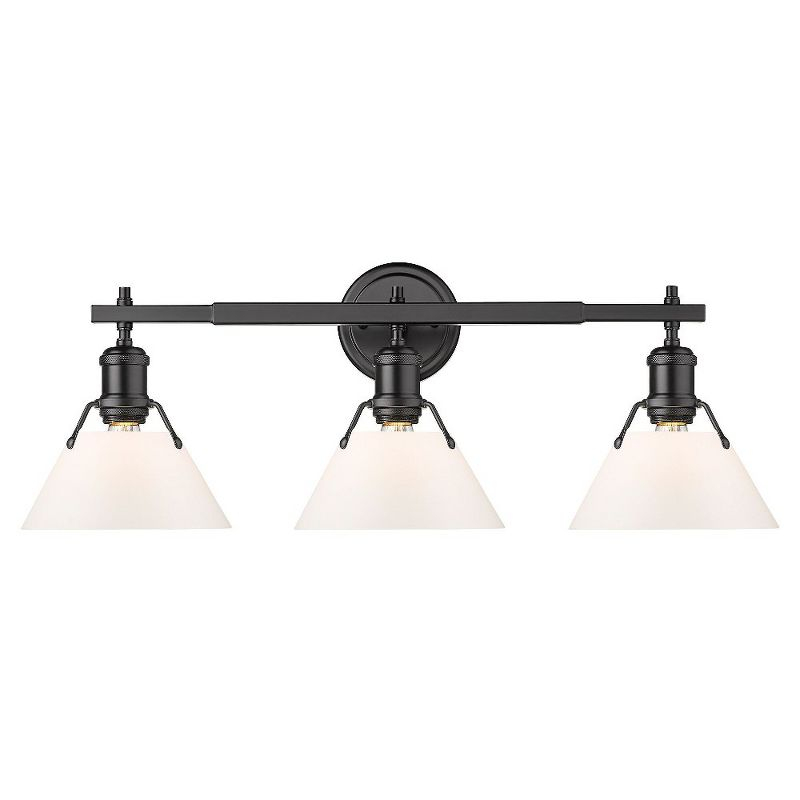 Golden Lighting Orwell 3-Light Vanity Light in Matte Black with Opal Glass