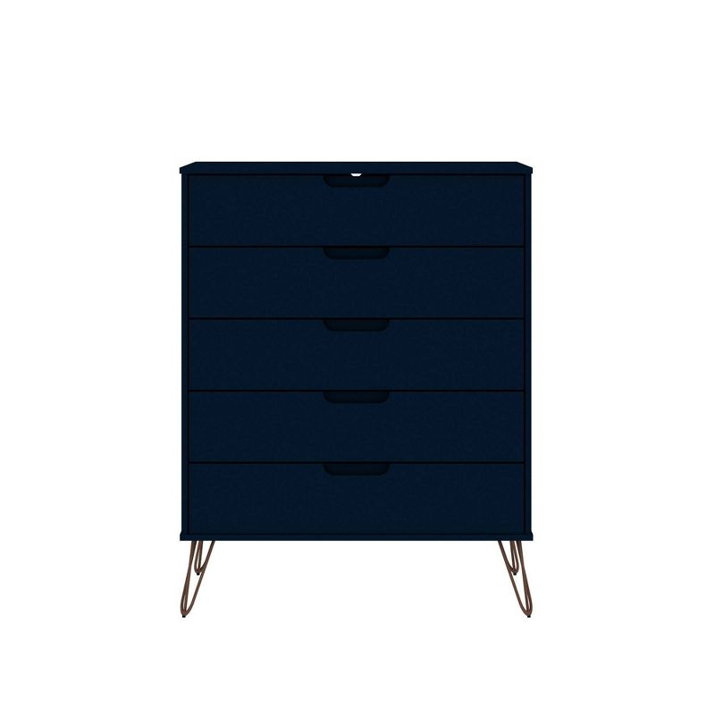 Rockefeller 5 Drawer Dresser and 2 Drawer Nightstand Set - Manhattan Comfort