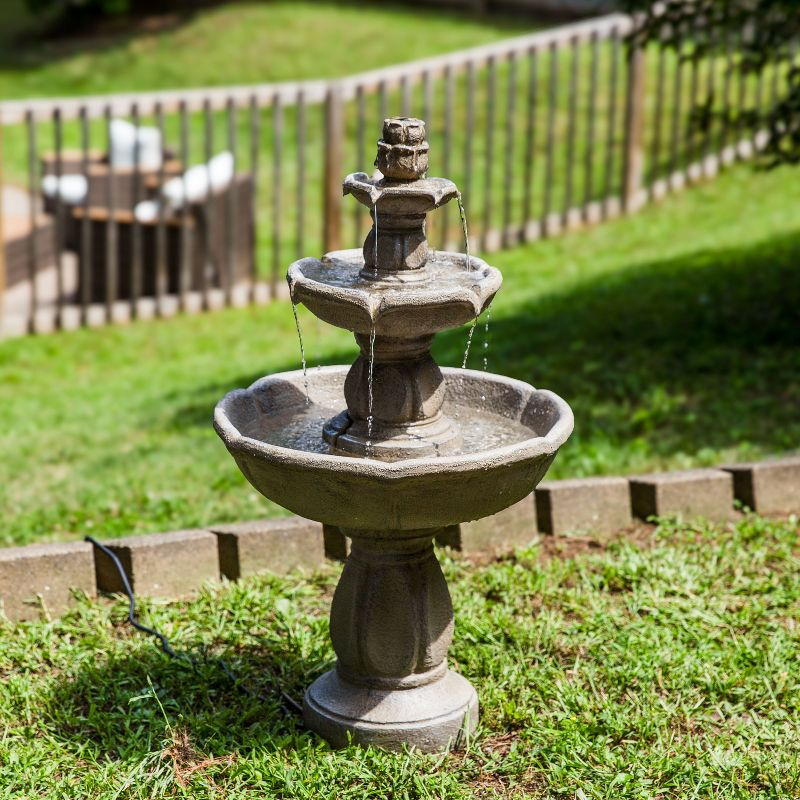 Sunnydaze 35"H Electric Fiberglass 3-Tier Birds' Delight Outdoor Bird Bath Water Fountain