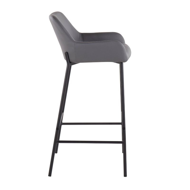 Set of 2 Daniella Metal Faux Leather Barstools Black/Gray - LumiSource: Contemporary, Upholstered, Fixed Height