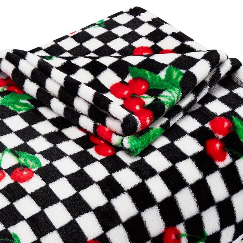 50"x70" Oversized Cherry Checker Throw Blanket Bright Red - Betseyville: Cozy Fleece, Machine Washable