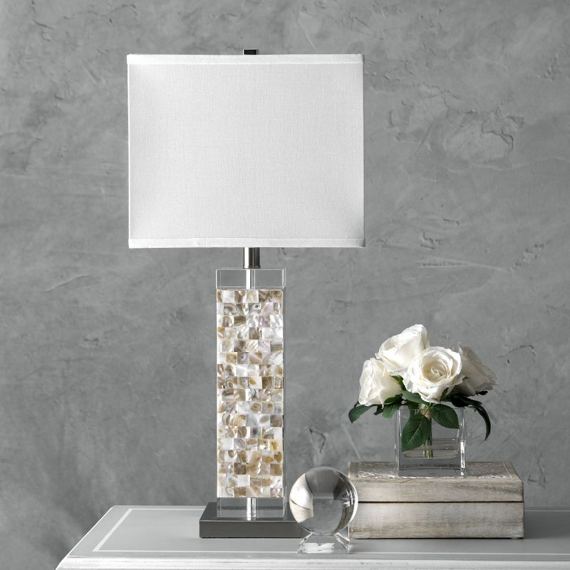 nuLOOM Houston Nickel Mosaic 29" Table Lamp Lighting - Satin Nickel & White 29" H x 13" W x 13" D