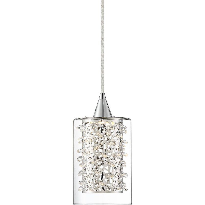 Possini Euro Design Enya Chrome Mini Pendant 5 1/2" Wide Modern Dimmable LED Crystal Clear Glass for Dining Room House Foyer Kitchen Island Entryway