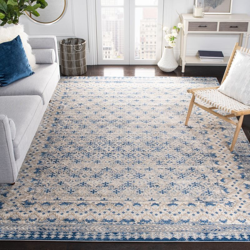 Brentwood BNT899 Power Loomed Indoor Area Rug - Light Grey/Blue - 9'x9' - Safavieh