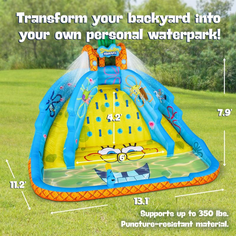 Sunny & Fun SpongeBob Ultra Climber Inflatable Water Slide with Climbing Wall, Two Slides & More!