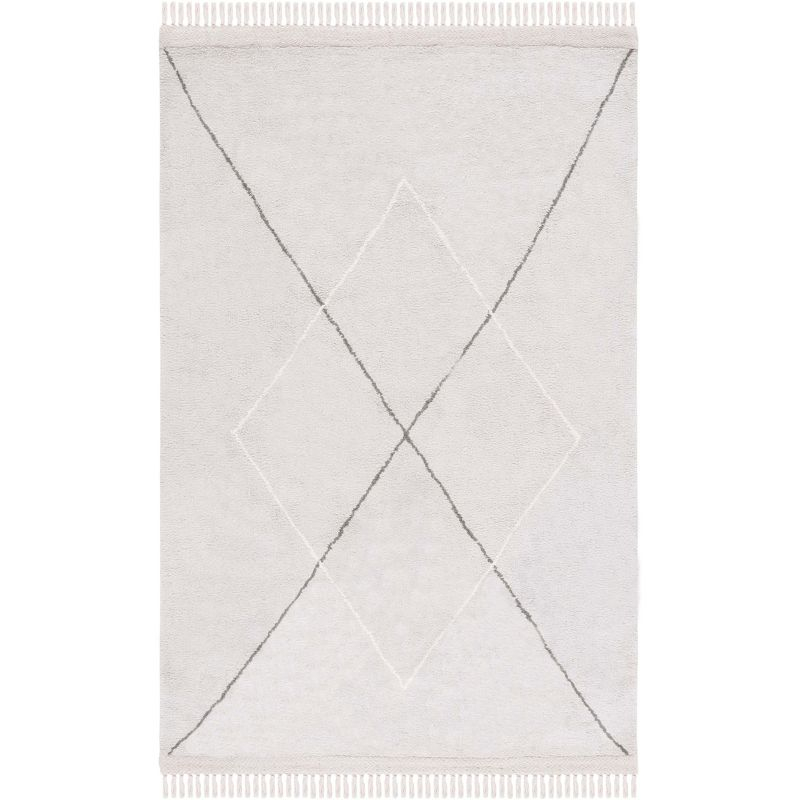 Easy Care ECR210 Hand Woven Machine Washable Indoor Area Rug - Grey/Ivory - 5'x8' - Safavieh
