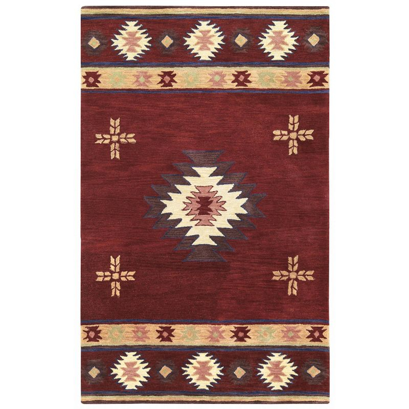 Alora Decor 9'x12' Ryder Southwest Rectangle Area Rug Burgundy