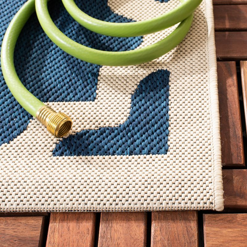 Courtyard CY6913 Power Loomed Indoor and Outdoor Area Rug - Navy/Beige - 5'3"x5'3" - Safavieh