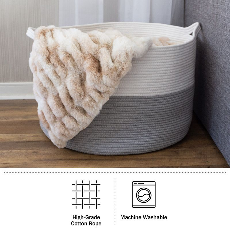 Home-Complete Extra-Large Woven Rope Basket, Gray