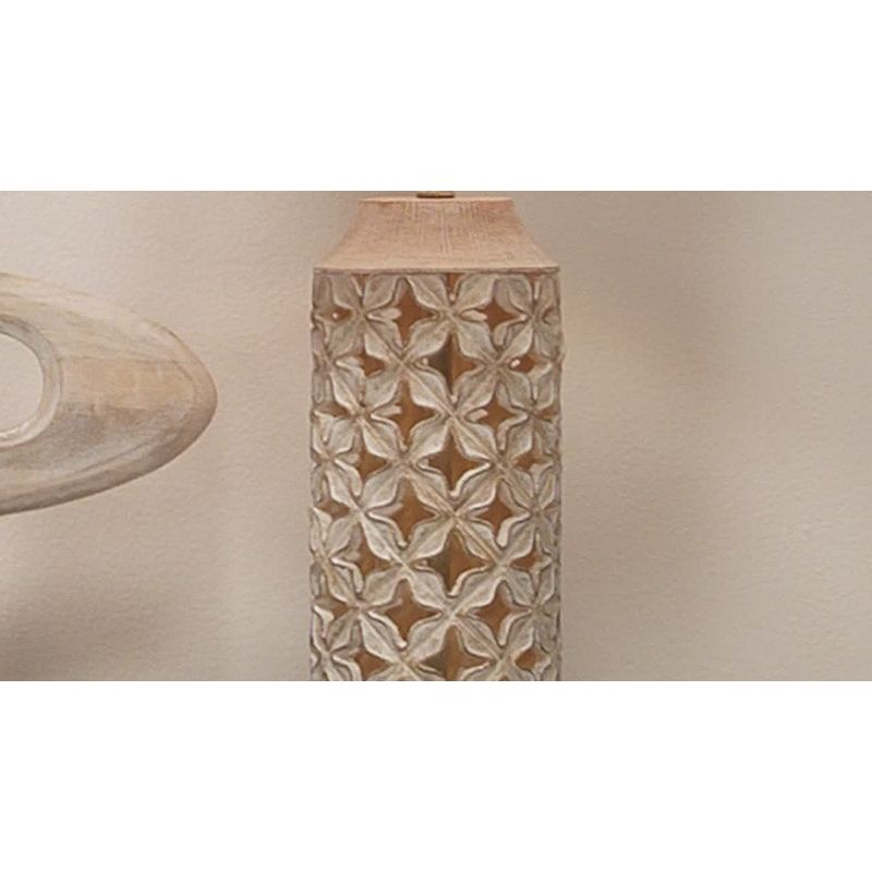 Flora Table Lamp White - Splendor Home: Resin Base, Linen Cone Shade, 3-Way Light, UL Listed