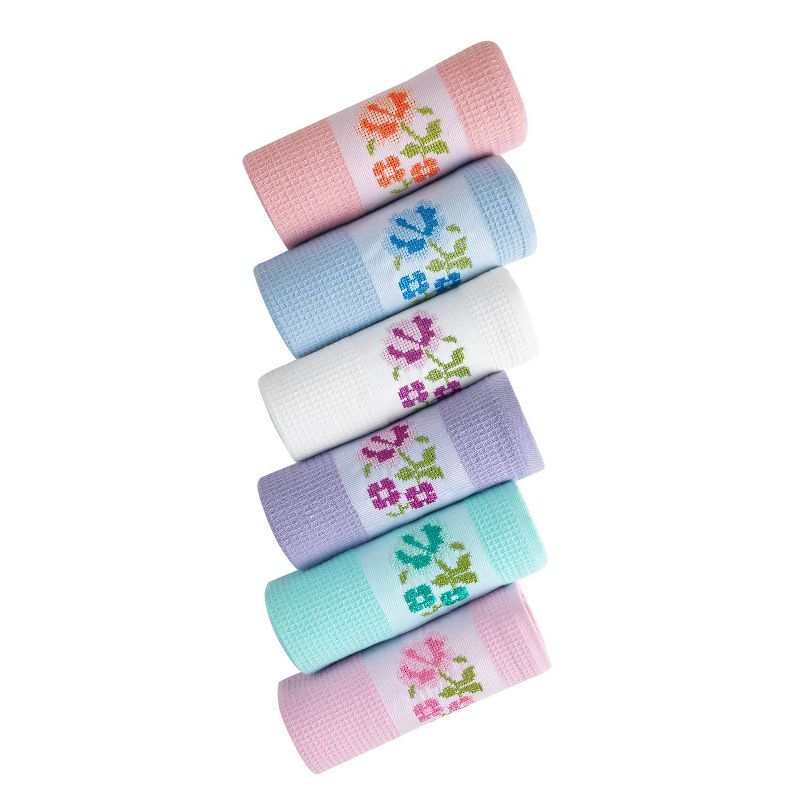 KAFTHAN Premium Floral Cotton Kitchen Towel & Dishcloth Set (28”x18”, 6pk) , Multicolor Jacquard, Soft, Absorbent, Durable, 100% Turkish Cotton