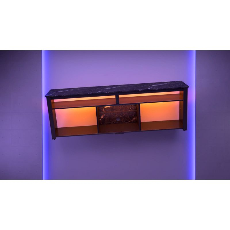 Bestier 70" Gaming Entertainment Center for TV up to 75" LED TV Stand for PS5 Tall TV Console with Shelves Black Marble