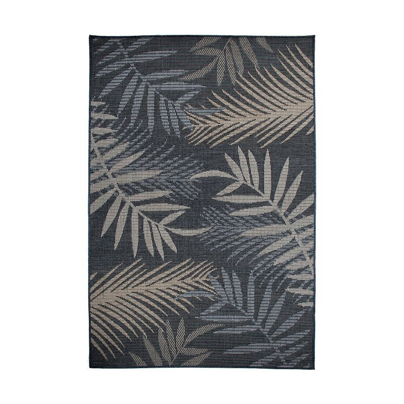 World Rug Gallery Bahama Palm Frond Indoor/Outdoor Area Rug - Blue 5' x 7'
