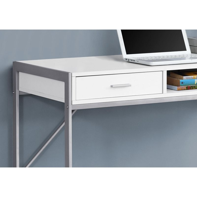 Monarch Specialties Computer Desk Home Office Laptop Storage Drawers 48InchL Work Metal Laminate White Grey Contemporary Modern