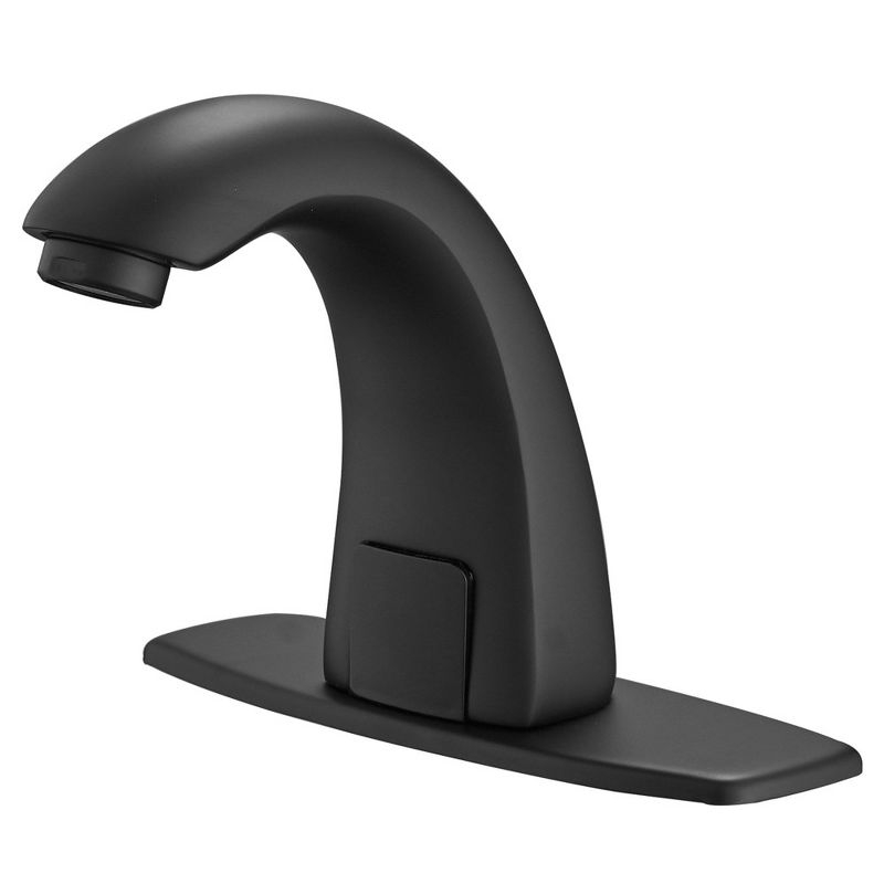 BWE DC Powered Commercial Touchless Single Hole Bathroom Faucet With Deck Plate & Pop Up Drain
