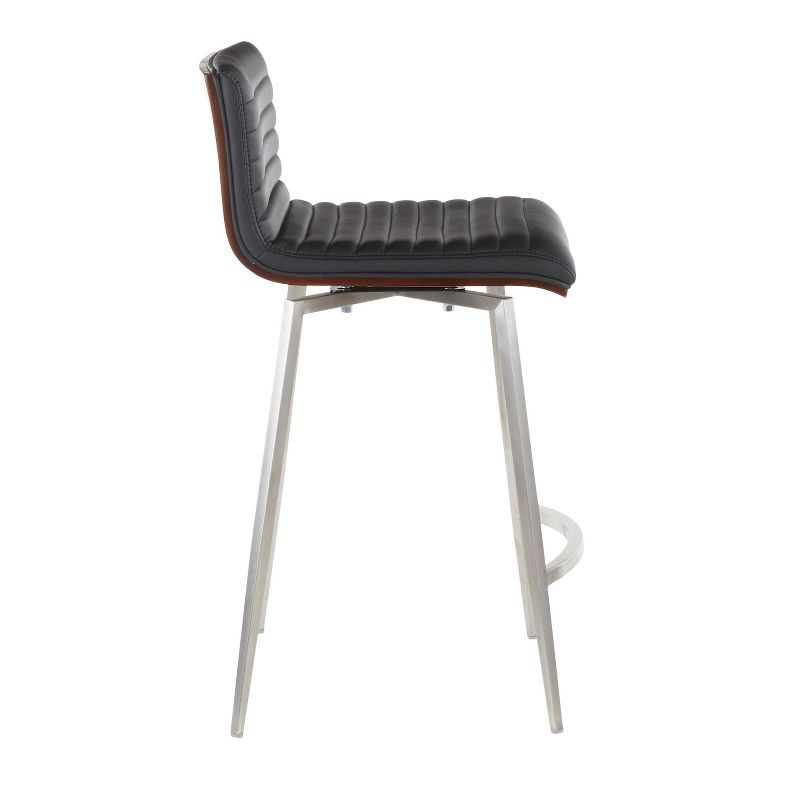 LumiSource Set of 2 Mason Contemporary Swivel Counter Height Barstools Black: Faux Leather, Steel Legs, Fixed 26" Seat Height