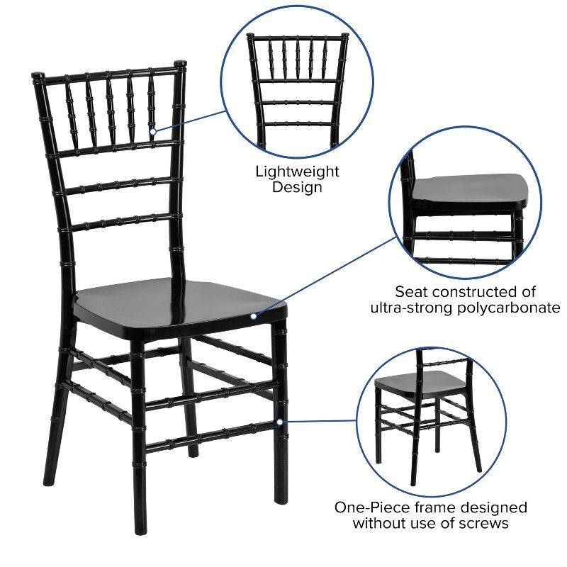 Flash Furniture HERCULES PREMIUM Series Black Resin Stacking Chiavari Chair