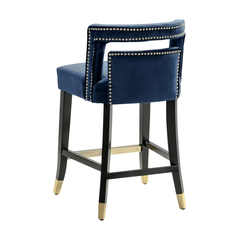 Iconic Home Velvet Half-Back Counter Stool, Irrithel