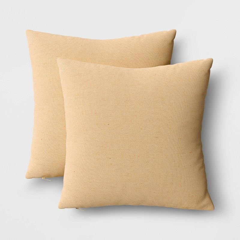 2pk Reversible Woven Cotton/Polyester Square Throw Pillow Covers Yellow - Room Essentials™: Jacquard Dobby, Zipper Closure, Indoor Use