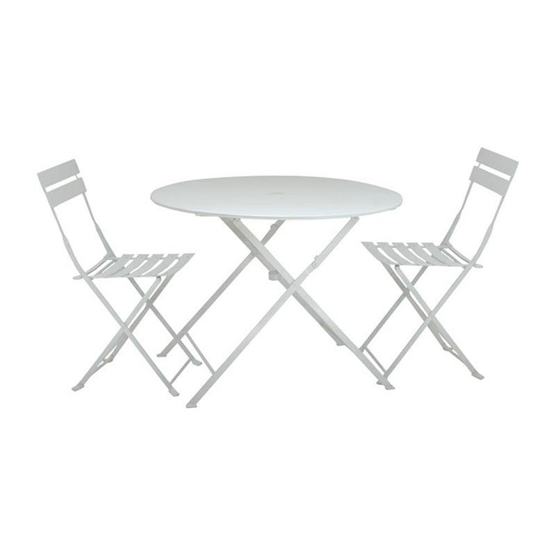 Carolina Living Bistro 30" Round Folding Outdoor Table - Umbrella Hole - White