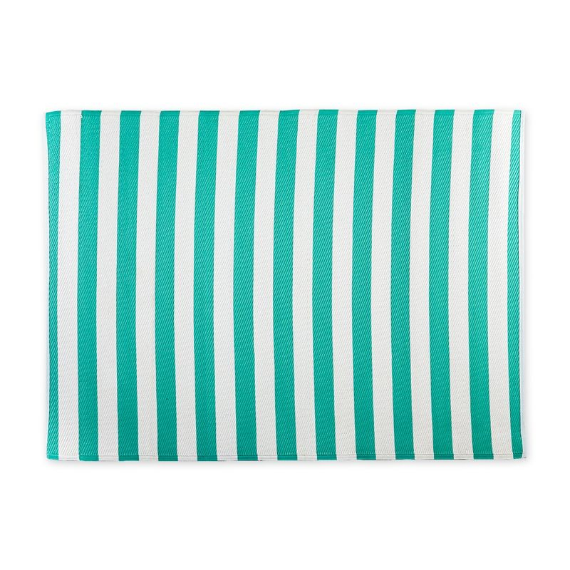 Design Imports Aqua/White Stripe Outdoor Rug 4X6 Ft