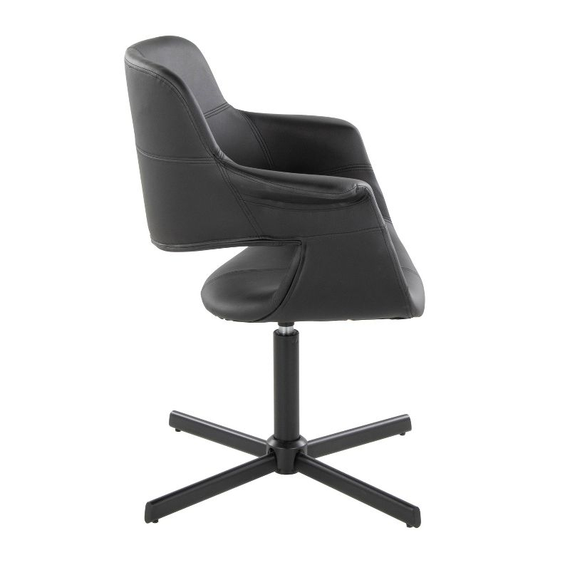 Vintage Flair Swivel Accent Chair Black - LumiSource: Upholstered Faux Leather, Metal Frame, 250lb Capacity