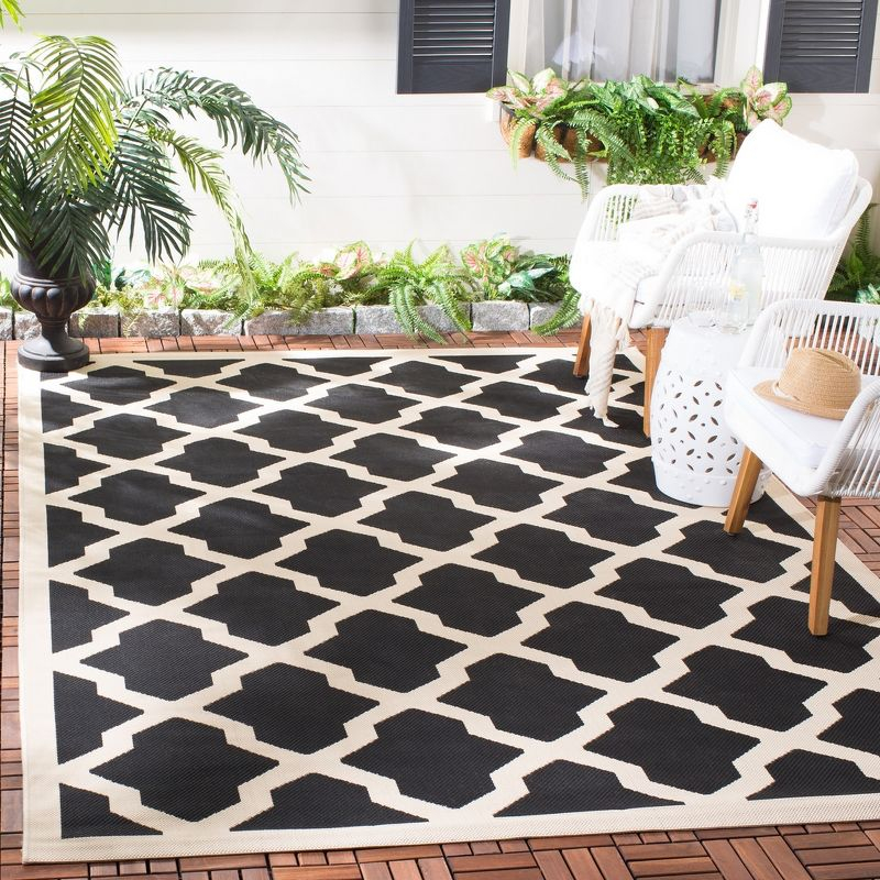 Courtyard CY6903 Power Loomed Indoor and Outdoor Area Rug - Black/Beige - 9'x12' - Safavieh