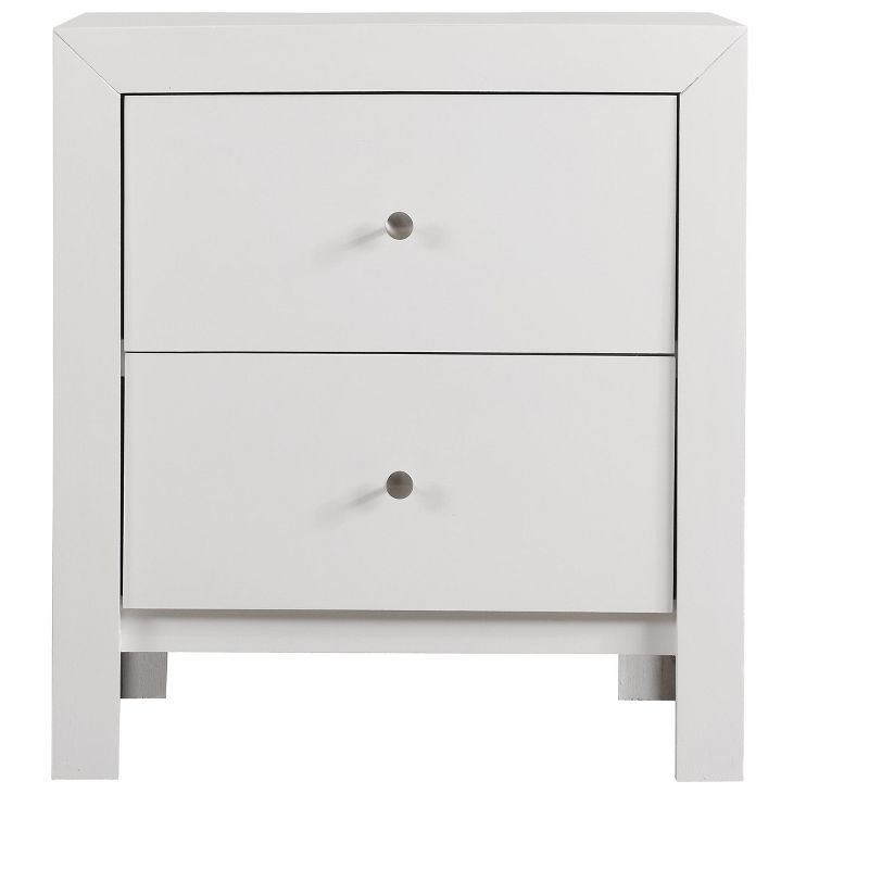 Passion Furniture Burlington 2-Drawer White Nightstand (25 in. H x 22 in. W x 17 in. D)