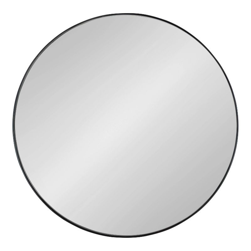 22" Rollo Round Wall Mirror Black - Kate & Laurel All Things Decor: Modern Iron Frame, Wall Mount, Geometric Design
