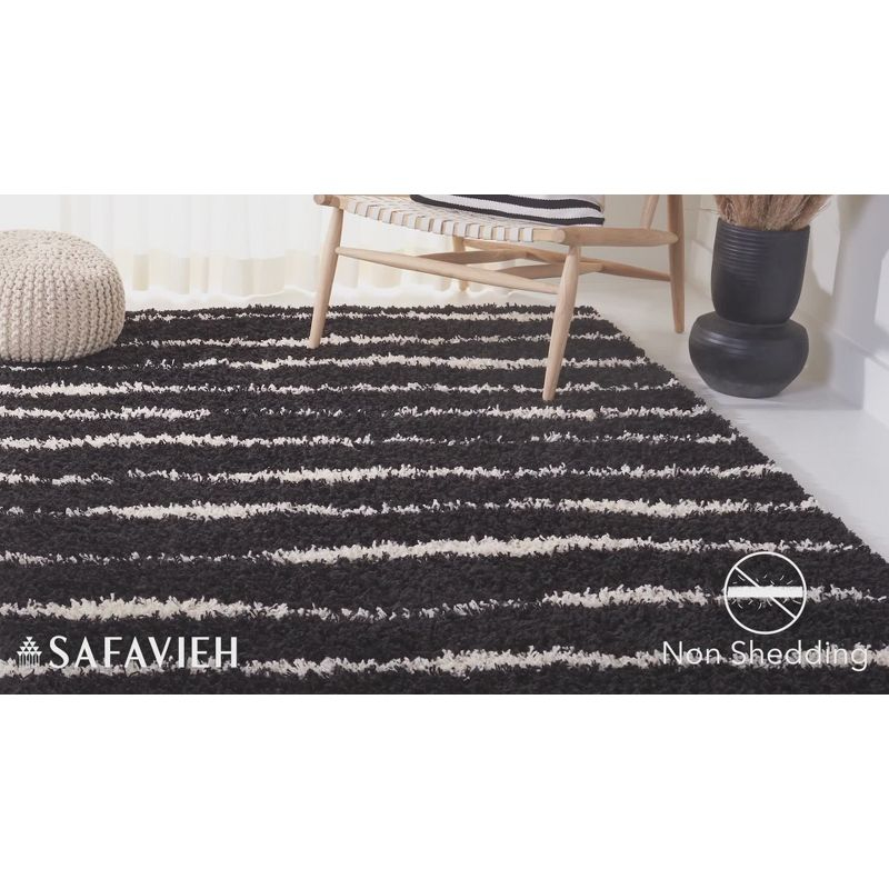 Venus Shag VNS603 Power Loomed Runner Rug - Ivory/Dark Grey - 2'2"x8' - Safavieh.