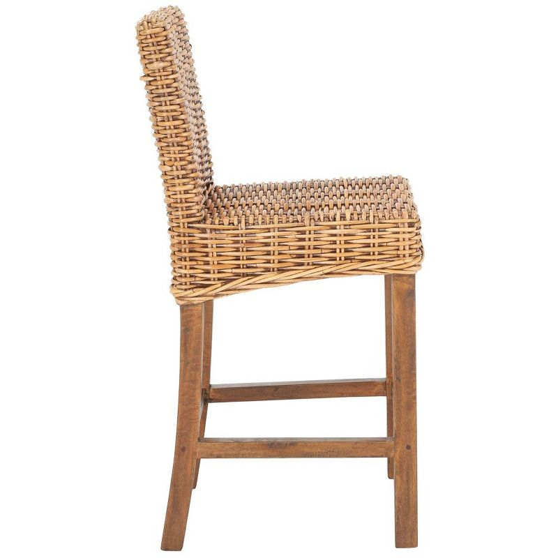 Tobie Rattan Counter Stool - White Washed - Safavieh