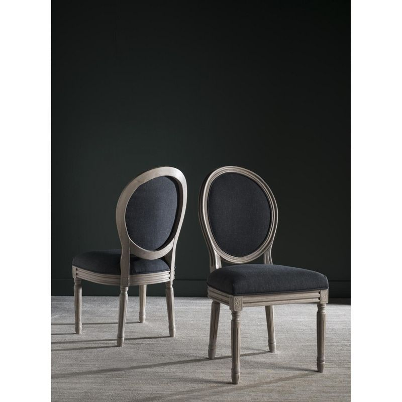 Holloway 19" H French Brasserie Oval Side Chair (Set of 2) - FOX6228 - Charcoal/Grey - Safavieh Couture