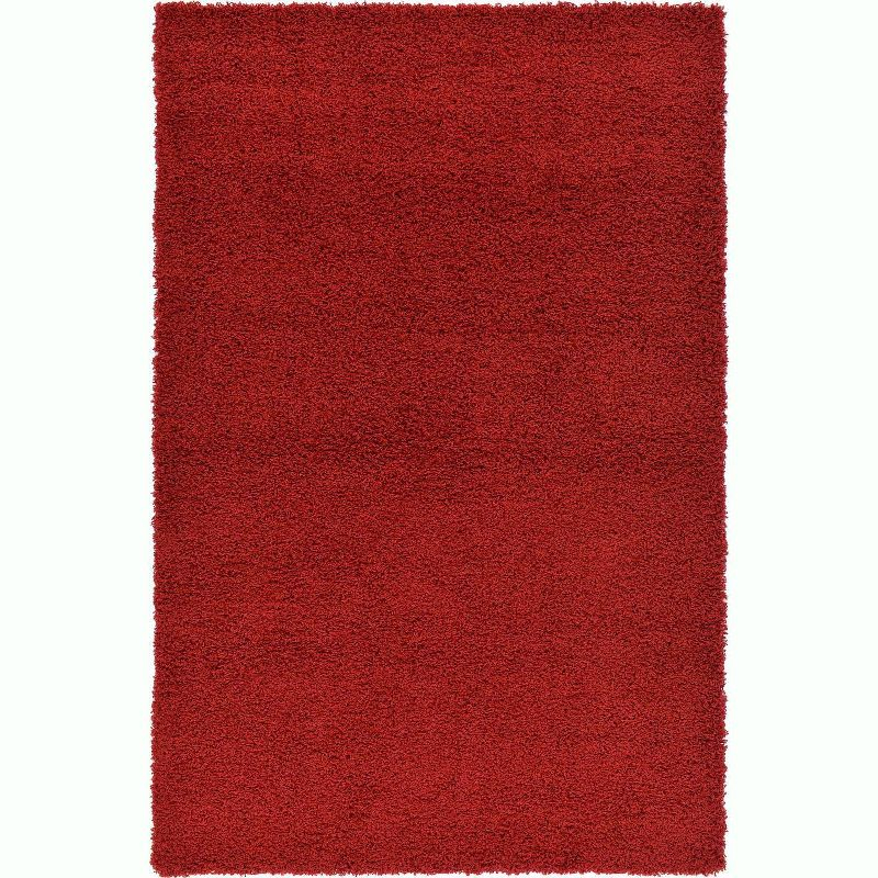 Unique Loom 4' 1 x 6' 1 Solid Shag Cherry Red Area Rug