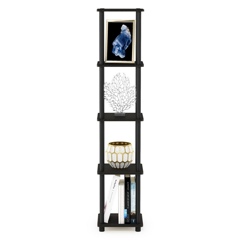Furinno 5-Tier Corner Square Bookshelf Anti-Tipping Display Rack Shelf for Bathroom&Closet&Home Office&Living Room&Kitchen,Espresso/Black