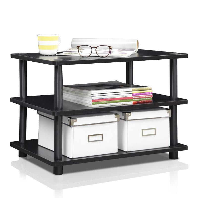 Furinno Easy Assembly 3-Tier Corner TV Stand for TVs up to 25" Storage Shleves CorLiving Blackwood