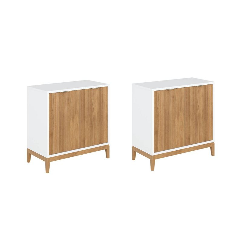 Nathan James Set of 2 Jasper Wood Fluted Console Table with Doors White