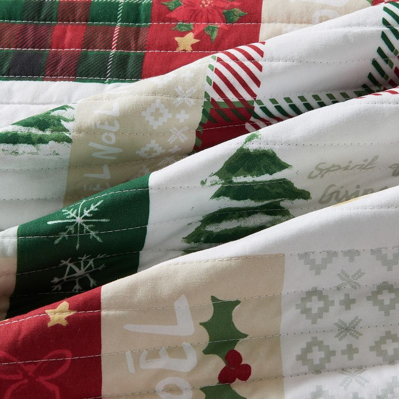 Cheerful Holiday Reversible Quilt Set with Shams - Great Bay Home (Twin / Twin XL, Holiday Patchwork)