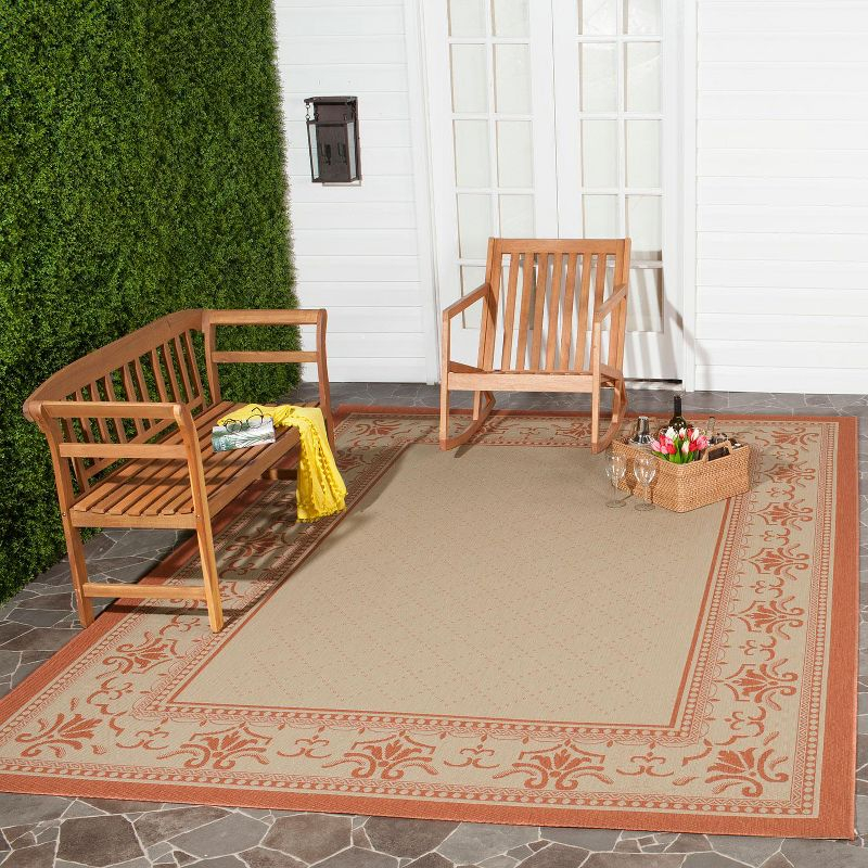 Courtyard CY0901 Power Loomed Indoor and Outdoor Area Rug - Natural/Terra - 9'x12' - Safavieh