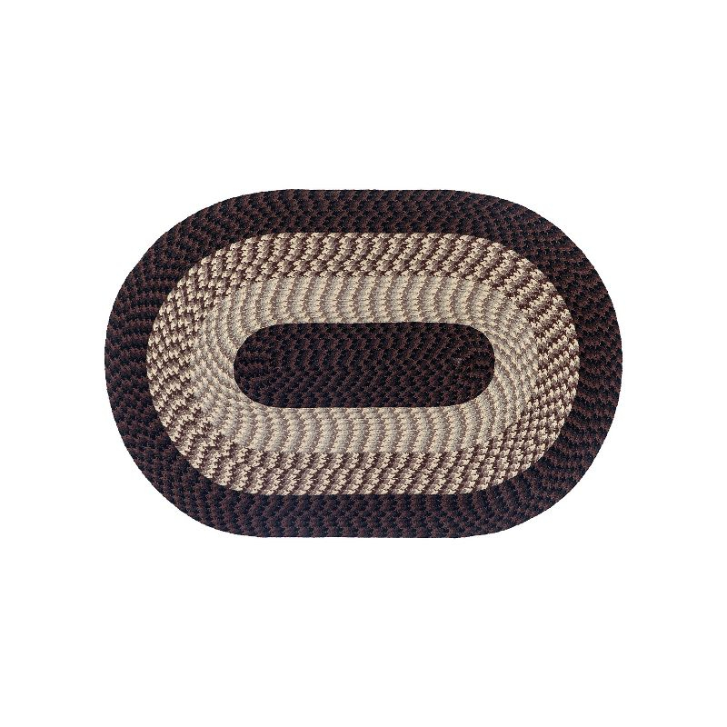 48" x 72" Alpine Collection Chocolate Stripe Reversible Indoor Area Utility Oval Rug - Better Trends