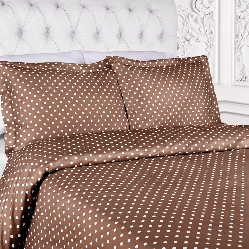 Polka Dot 600 Thread Count Cotton Blend Deep Pocket Bed Sheet Set, Twin, Taupe - Blue Nile Mills