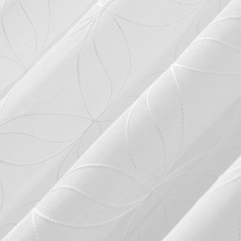 63"x50" Tamaryn Embroidered Trellis Sheer Rod Pocket Curtain Panel White - No. 918: Modern Polyester Curtains