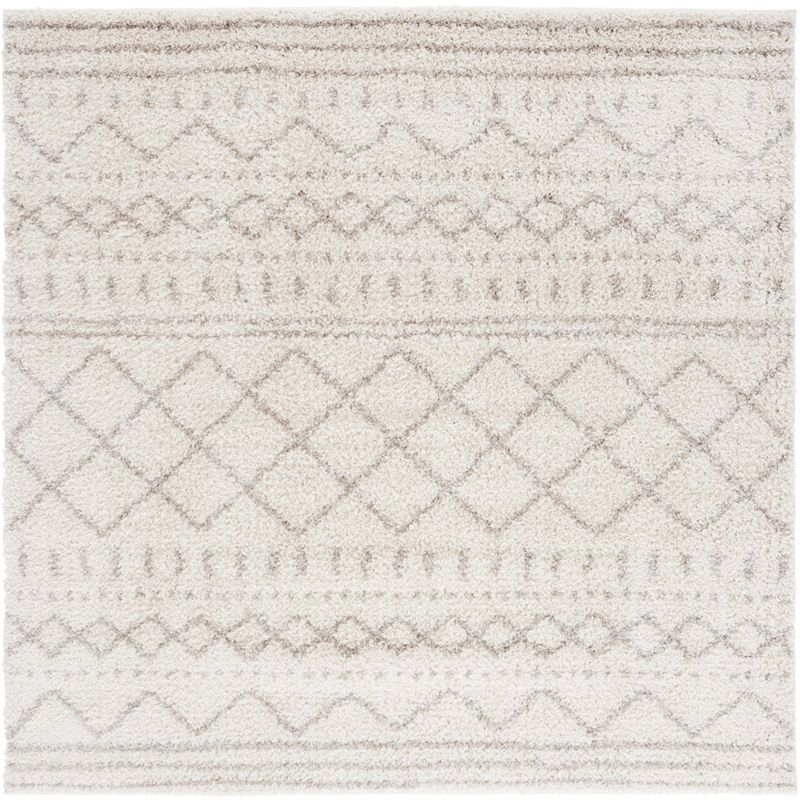 Arizona Shag ASG741 Power Loomed Indoor Area Rug - Ivory/Beige - 8'x8' - Safavieh