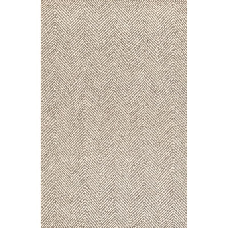 Momeni 9'x12' Charles Zig Zag Handtufted Area Rug Taupe: Wool, Low Pile, Indoor, Rectangle, Striped Pattern, Cotton & Latex Backing