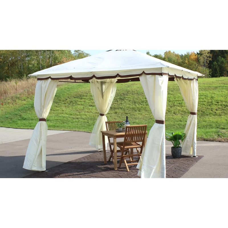 Sunnydaze Outdoor Rectangle Soft Top Patio Gazebo with Screens and Privacy Walls - 10' x 10' - Brown